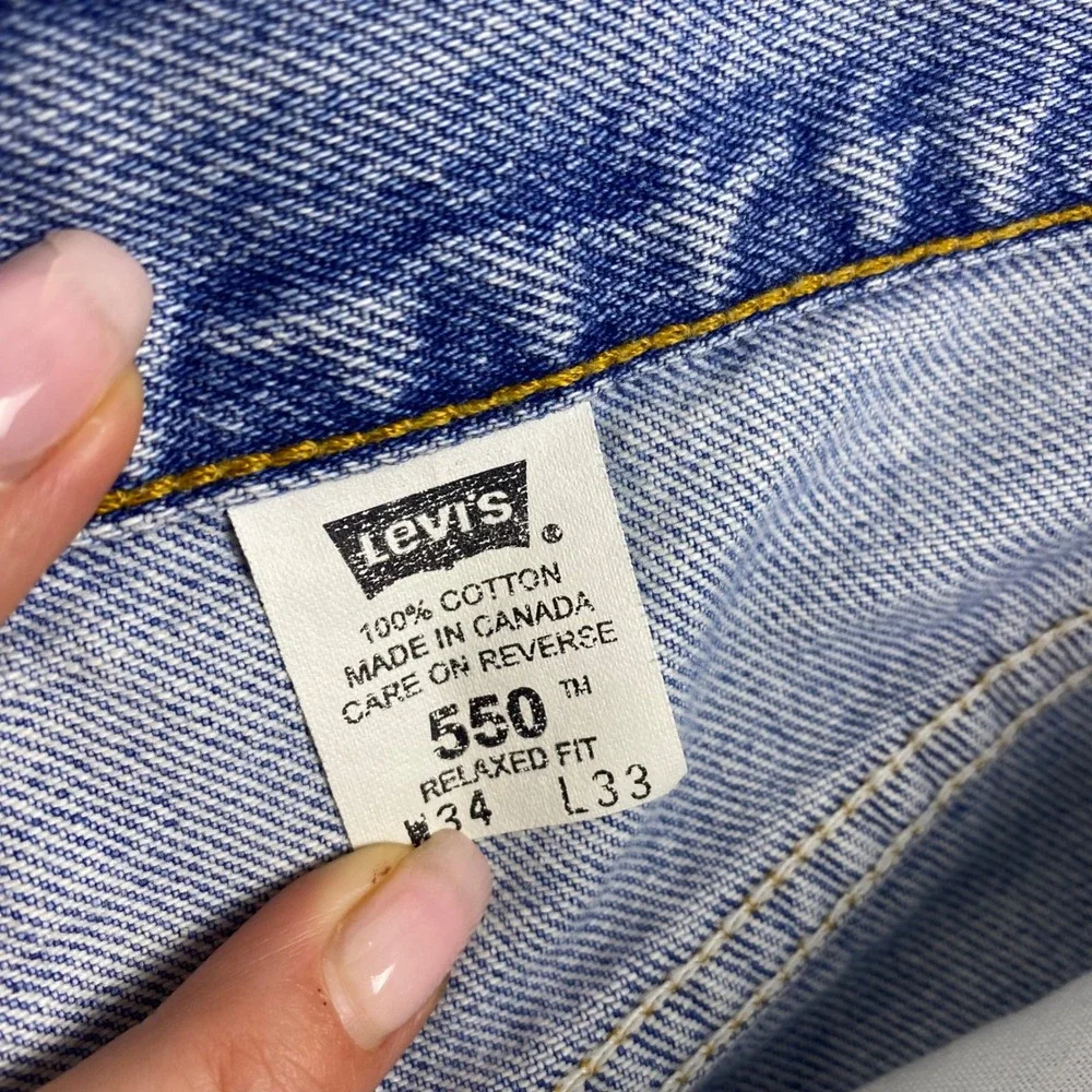 Vintage Levis 550 Relaxed Fit Jeans‎ Mens 34x33 Made In Canada Light Wash Denim